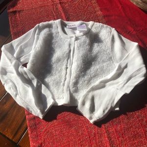 Girls sz 7/8 cropped sweater floral pattern toile